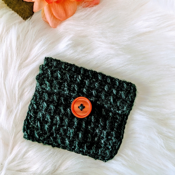 Coin Purse - Sea Green With Orange Button - Picture 4 of 4